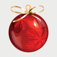 red volumetric new year ball on the tree with snowflake pattern on white background vector