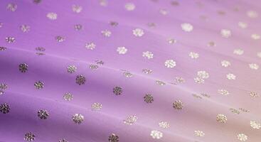 A close up of a purple and gold polka dot fabric photo