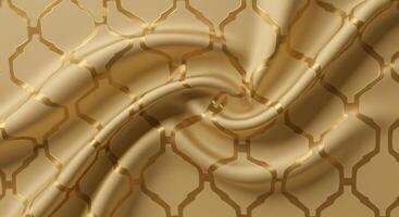 Gold silk fabric with a pattern photo