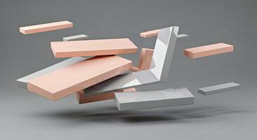A 3d rendering of a bunch of pink and white blocks photo