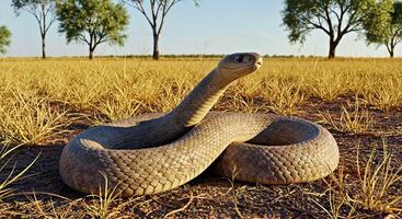 A large snake with its head turned to the side photo