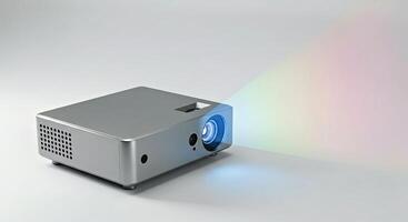 A small projector with a rainbow light coming out of it photo
