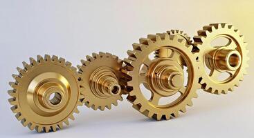 A set of Golden gears on a white background photo