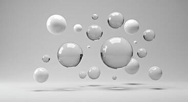 3d rendering of a group of white bubbles floating in water photo