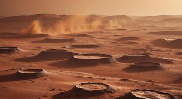 An image of the martian landscape with sand dunes photo