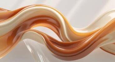Abstract Caramel Candy Swirl Design with Smooth Surface and Sweet Color Palette on Clear Background. photo