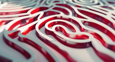 A red and white maze with a spiral pattern photo