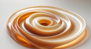 A swirl of caramel on a white surface photo