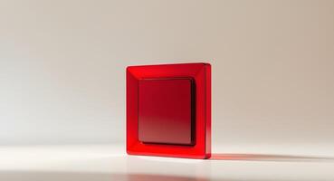 A red square shaped object sitting on a table photo