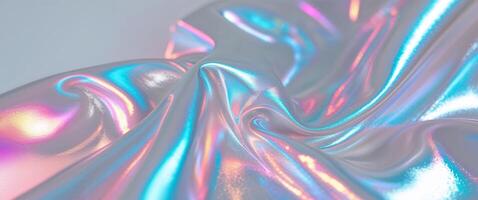 A shiny fabric with a rainbow pattern photo