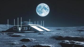 An alien spaceship is on the moon with a full moon photo