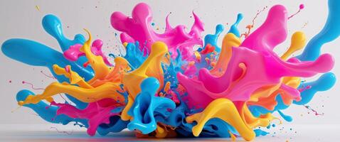 Abstract composition exploding with vivid colors and dynamic shapes photo