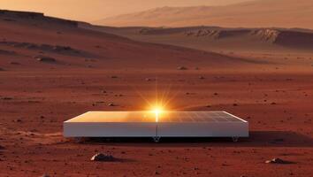 Mars Solar Panel Renewable Energy on Red Planet. photo