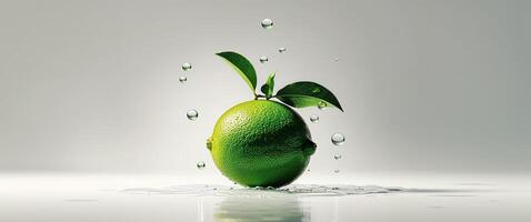 Lime Splash with A Refreshing Burst of Citrus. photo