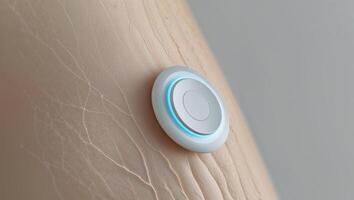 Continuous Glucose Monitoring Sensor on Skin for Diabetes Management. photo