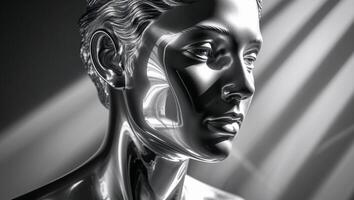 Silver head with a reflection of the sun on it. photo