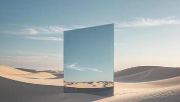 A mirror in the middle of a desert photo