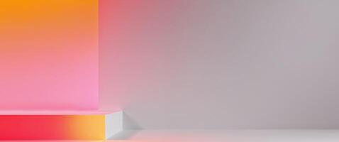 Bright orange merging into fiery red neon glow gradient background. photo