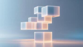 Abstract glowing layers cubes forming a modern productivity solution photo