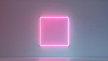 A neon pink square with soft glow effect on a solid background. photo