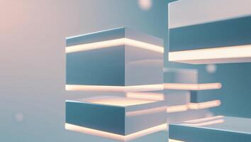 Abstract glowing layers cubes forming a modern productivity solution. photo