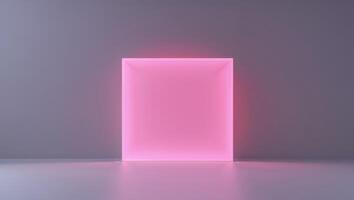 A neon pink square with soft glow effect on a solid background photo