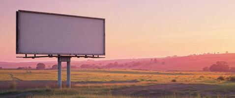 An empty billboard in the middle of a field photo