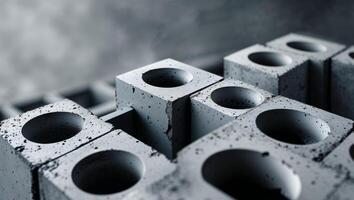 A series of concrete blocks with a square hole in the middle. photo