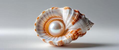A shell with a pearl in it on a white background photo