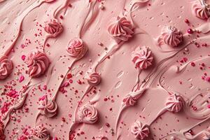 Pink Frosting Swirls With Sprinkles And Beads photo