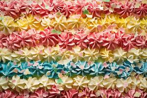 Rainbow Layered Cake With Colorful Frosting And Sprinkles photo
