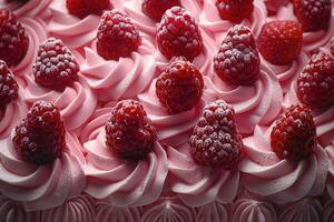 Pink Raspberry Cake With Swirled Frosting photo