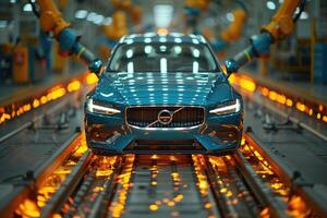 Teal Volvo Car Assembly Line Production photo