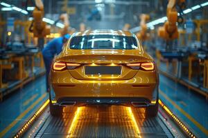 Yellow Car On Automated Assembly Production Line photo