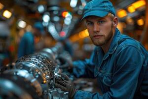 Young Machinist Works on Complex Industrial Machinery photo