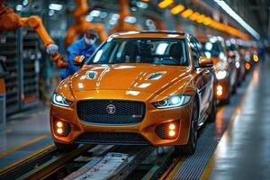 Orange Jaguar Car Assembly Line Manufacturing Plant photo