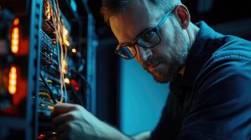 Man Working on Computer Hardware Installation photo