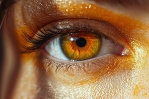 Close-Up of a Beautifully Detailed Female Portrait Suitable for Art and Design Projects photo