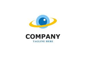 planet and eye minimal logo vector