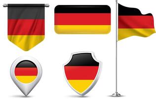 A set of 5 different designs of the Germany national flag in various shapes vector