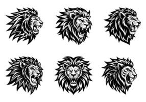 Powerful Lion Head Logos in Various Angles vector