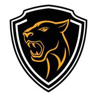 Powerful Panther Head on a Black Shield Emblem vector
