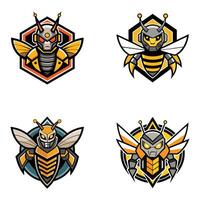 Four Robot Bee Logos in Graphics vector