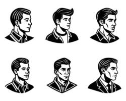 Vintage Style Male Portraits in Profile View vector
