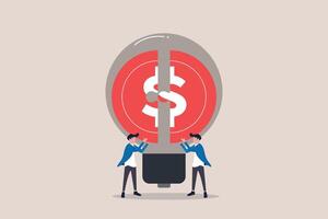 Businessman solving money jigsaw. concept of Wealth management, solve money problem, and planning and strategy for success investment. 3 vector