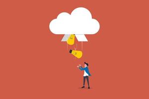 Innovative Cloud Computing Concept with Light Bulb. concept of computing network and connection data information vector