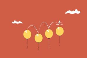 Artificial intelligence jumping on balloon. concept of opportunity, success, and goal vector