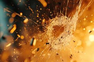 Close-Up of Gunshots Breaking Glass Captured in Dramatic Detail for High-Impact Imagery photo