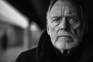 Dramatic Black and White Portrait Capturing Urban Essence and Emotions photo