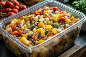 Expired Organic Food Waste in a Large Container Illustrating Environmental Impact and Waste Management Strategies photo